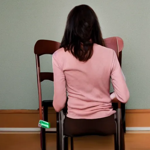 Prompt: woman breaking through a chair