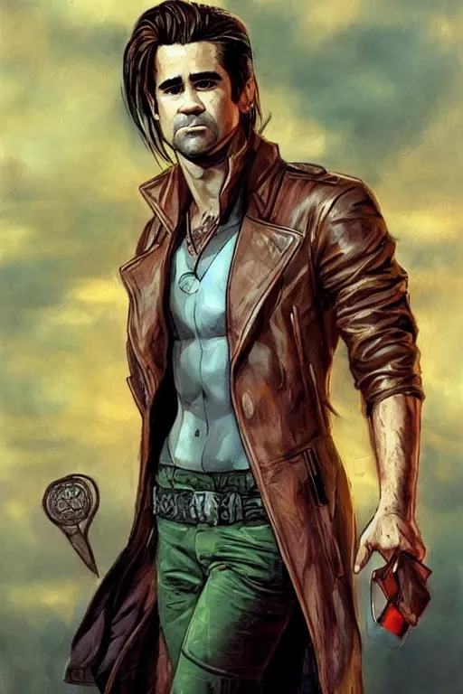 Image similar to Colin Farrell as Gambit In the style of Serge Marshennikov