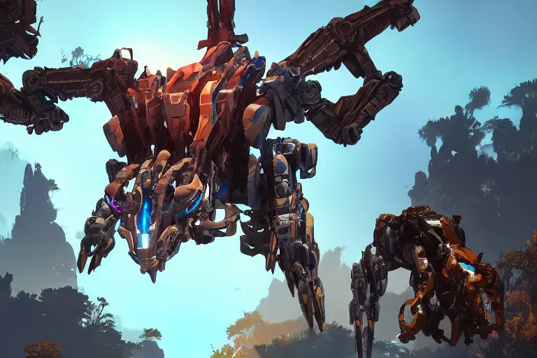 Prompt: strider machine mecha animal beast robot of horizon forbidden west horizon zero dawn bioluminiscence global illumination ray tracing hdr fanart arstation by sung choi and eric pfeiffer and gabriel garza and casper konefal