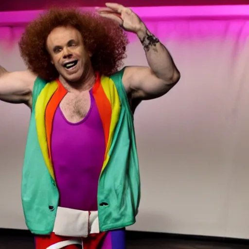 Prompt: seth rogan as richard simmons, photograph