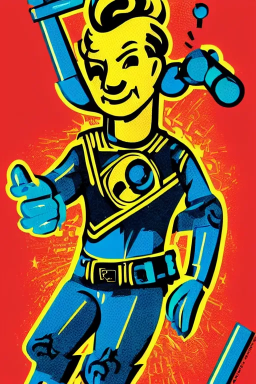 Image similar to fallout 7 6 retro futurist illustration art by butcher billy, sticker, colorful, illustration, highly detailed, simple, smooth and clean vector curves, no jagged lines, vector art, smooth andy warhol style