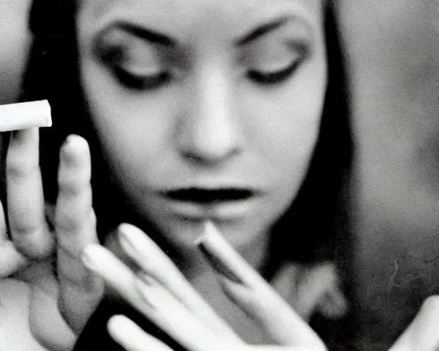 Image similar to a lomographic photo of woman hand with cigarette