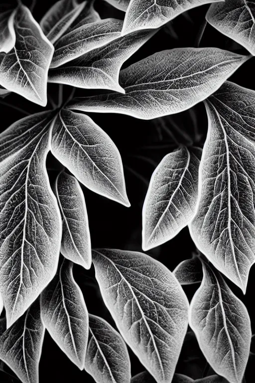 Image similar to monochrome close - up profile face black background beautiful young porcelain vegetal, dragon, cyborg, female 1 5 0 mm beautiful leaves, hyperdetailed, intricate, 8 k, low key