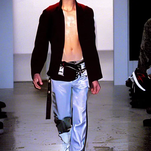 Prompt: 2 0 0 4 photograph, edgy y 2 k mens fashion