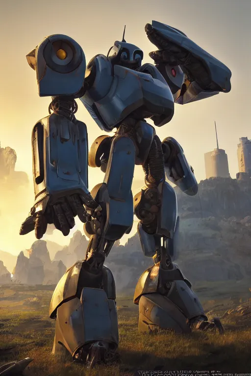 Image similar to mechwarrior 5 : mercenaries mech megaman transformer robot boss tank engine game octane render, 4 k, hd 2 0 2 2 3 d cgi rtx hdr style chrome reflexion glow fanart, global illumination ray tracing hdr fanart arstation by ian pesty by jesper ejsing pixar and disney unreal zbrush central hardmesh