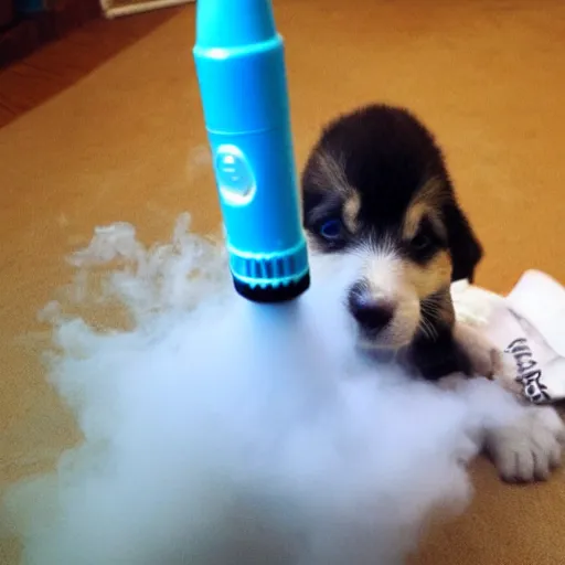 Image similar to puppy vaping