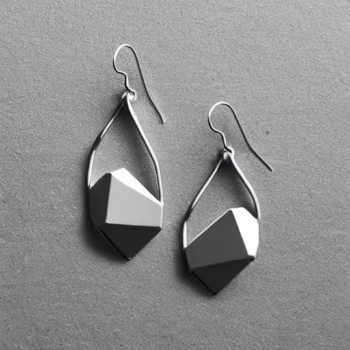 Image similar to “minimalistic beautiful surprising unusual abstract asymmetric earring design”