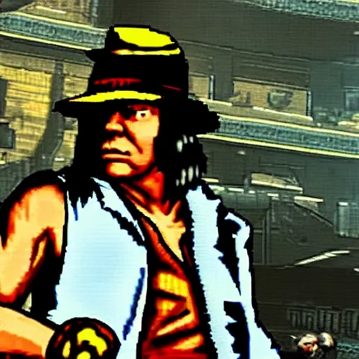 Image similar to neil young as a selectable fighter in street fighter video game