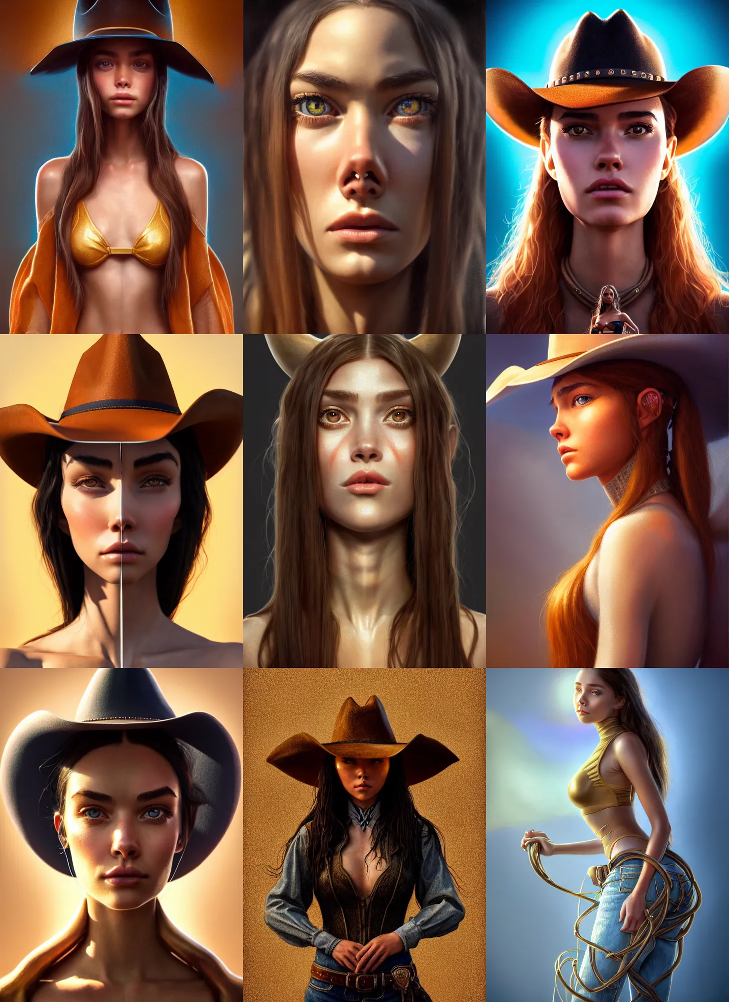 Prompt: symmetrical madison beer polished sweaty cowgirl : : weta disney pixar movie still portrait photo : : hi - fructose, zebra, sci fi, fantasy, decadent highly - detailed digital painting, golden ratio, octane render, artstation, smooth, sharp focus, artgerm, mucha, loish, wlop : :