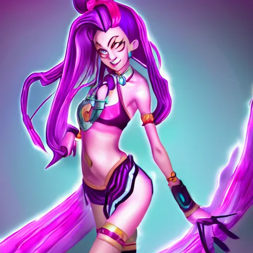 Image similar to digital artwork of jinx from league of legends