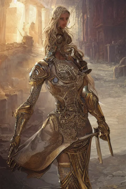 Prompt: portrait knights of Zodiac girl, silver and ice color reflected armor, in ruined Agora of Athens, ssci-fi, fantasy, intricate, very very beautiful, elegant, golden light, highly detailed, digital painting, artstation, concept art, smooth, sharp focus, illustration, art by tian zi and WLOP and alphonse mucha