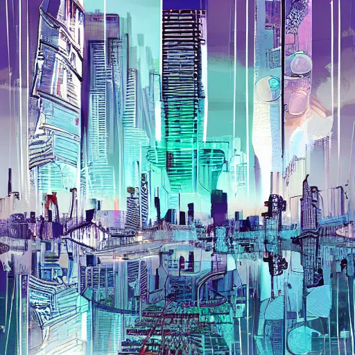 Prompt: the future city, digital art