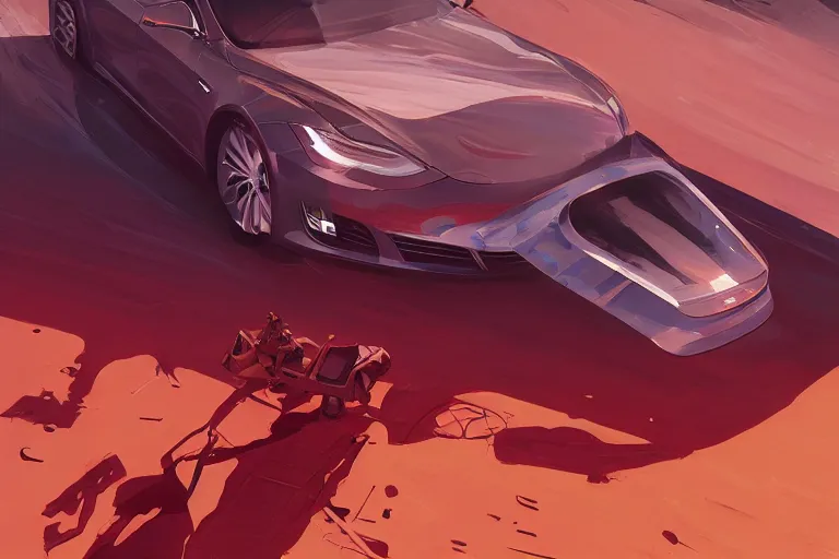 Image similar to tesla model 2, art gta 5 cover, official fanart behance hd artstation by jesper ejsing, rhads, makoto shinkai, lois van baarle, ilya kuvshinov, ossdraws, feng zhu, loish, laurie greasley, victo ngai, andreas rocha, john harris