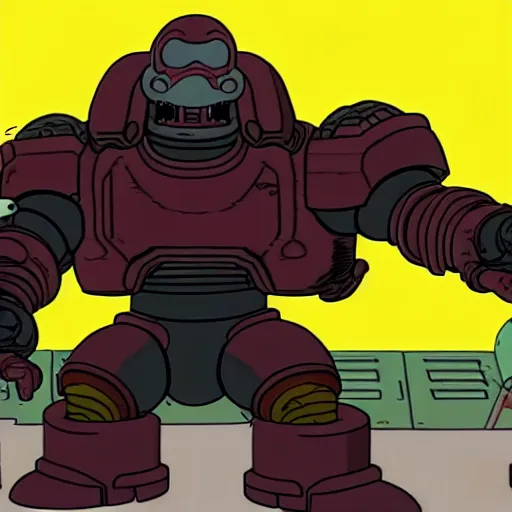 Prompt: doom slayer guest starring on the simpsons, matt groening style