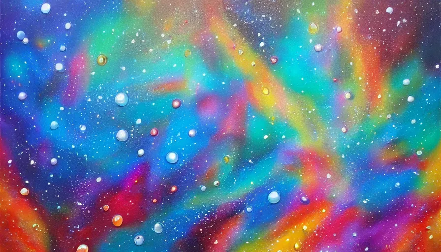 Image similar to painting space on canvas, watedrops, water droplets, acrylic painting, acrylic pouring, painting, influencer, artstation - h 8 0 0