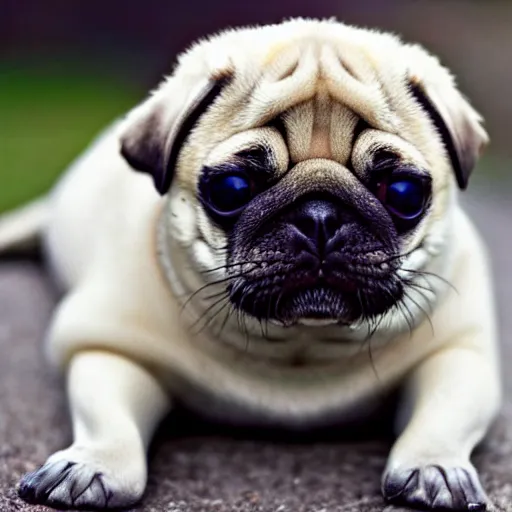 Image similar to A baby seal mixed with a pug, hybrid,
