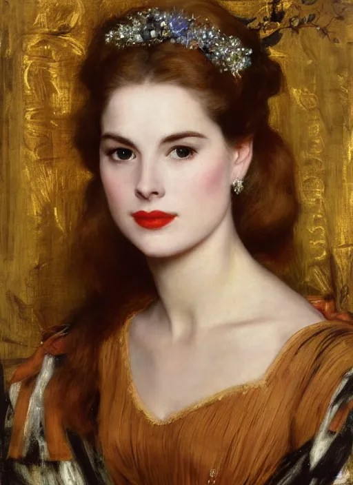 Prompt: a beautiful painting of grace kelly by John Everett Millais and Dante Gabriel Rossetti and John Collier and john william waterhouse, pre-raphaelite, detailed, trending on artstation, hd, masterpiece