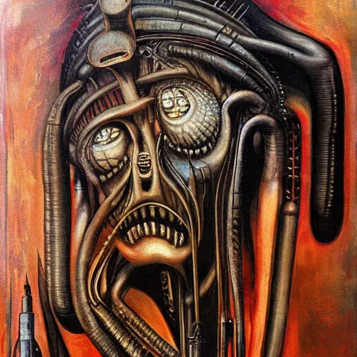 Prompt: ''a H.R. Giger painting''