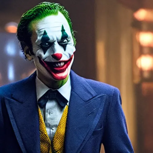 Image similar to film still of Aziz Ansari as joker in the new Joker movie