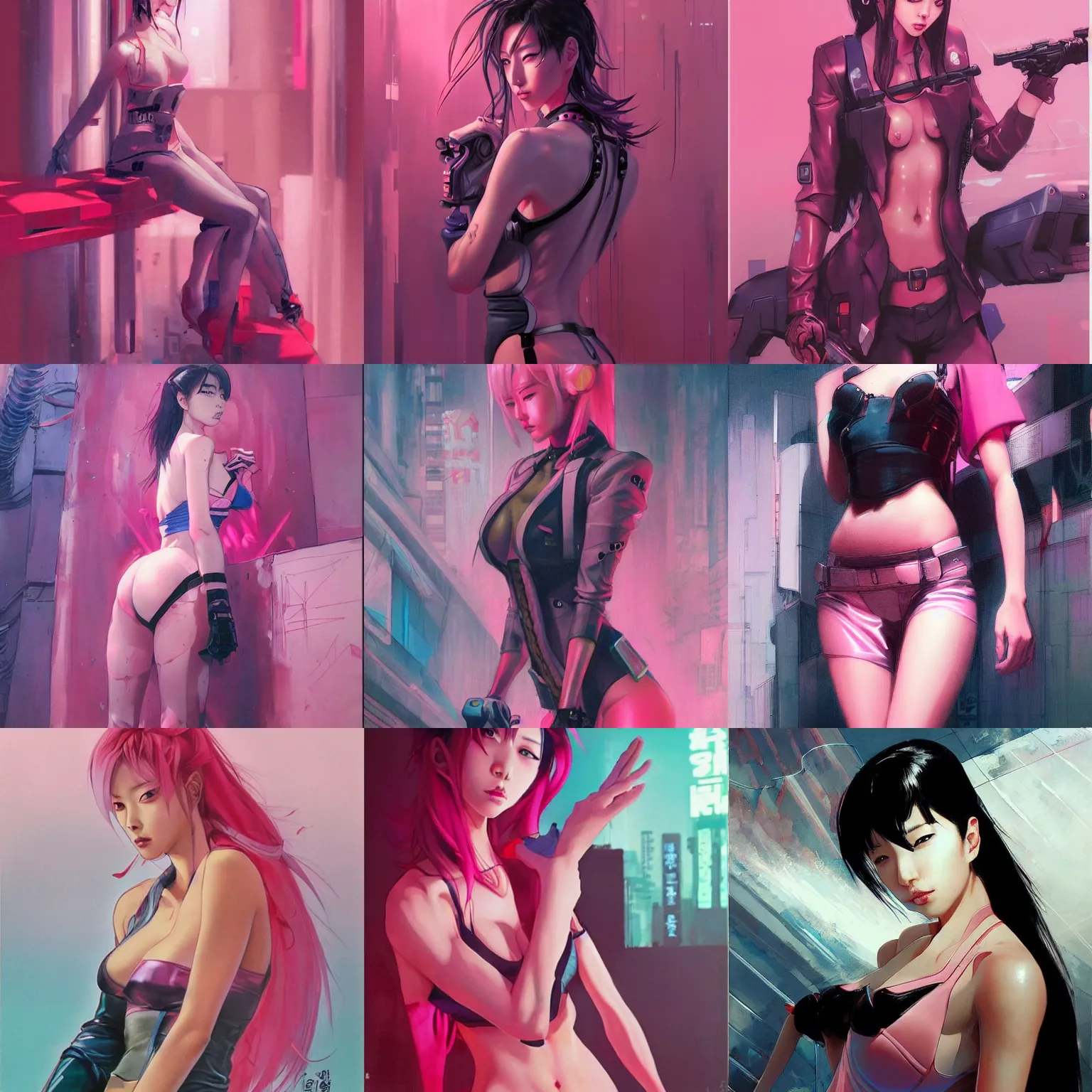 Prompt: lee jin - eun emerging from pink water in cyberpunk theme by jesper ejsing, rule of thirds, seductive look, beautiful