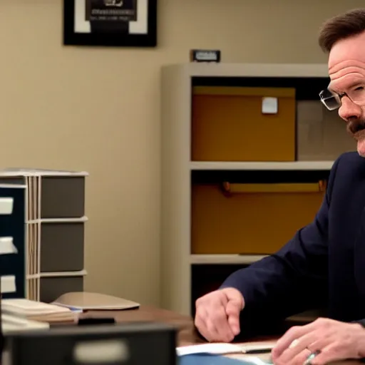 Image similar to the office scene of walter white is dwight schrutte