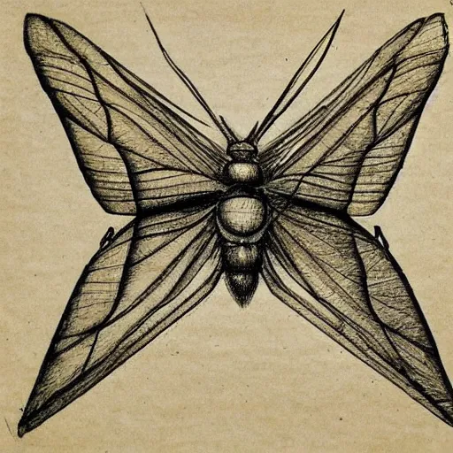 Image similar to various sketches of a mechanical moth in the style of leonardo da vinci, ultra detailed, scribbles, technical drawing, engineering blueprints