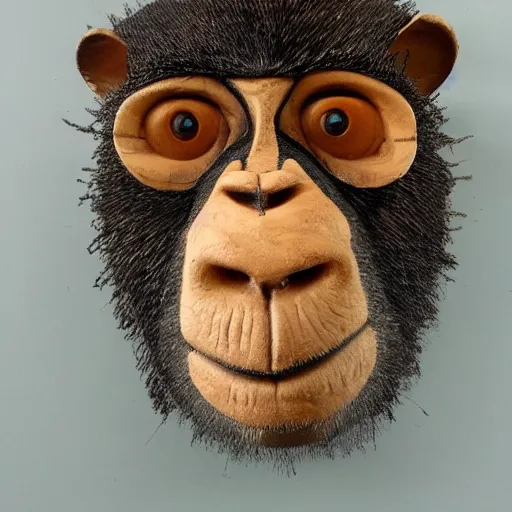 Prompt: portrait of a monkey head made of recycled materials from a bike shop, trending on artstation