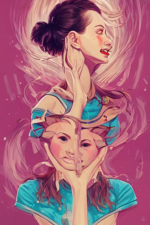 Image similar to a cutegirlsmiling, Tristan Eaton, victo ngai, artgerm, RHADS, ross draws