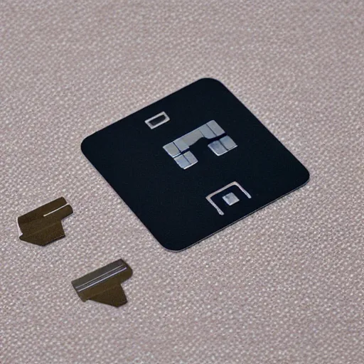 Prompt: obsidian key card with microchip pattern