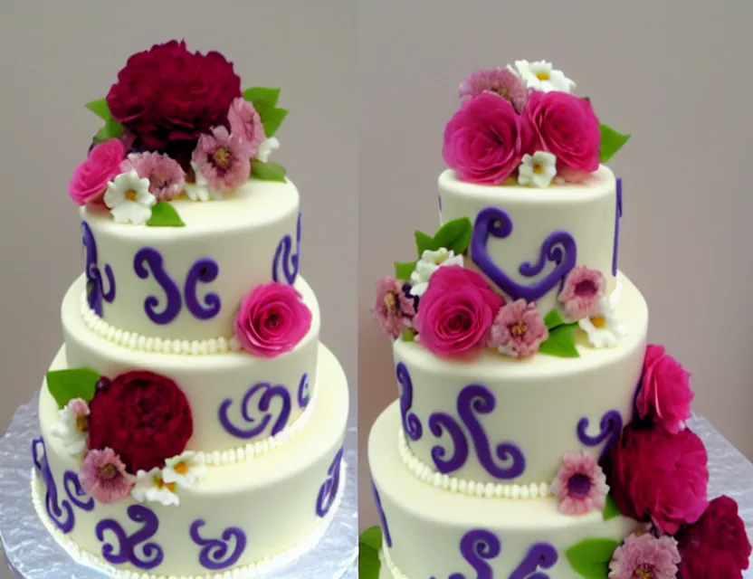 Prompt: octopus wedding cake with flowers