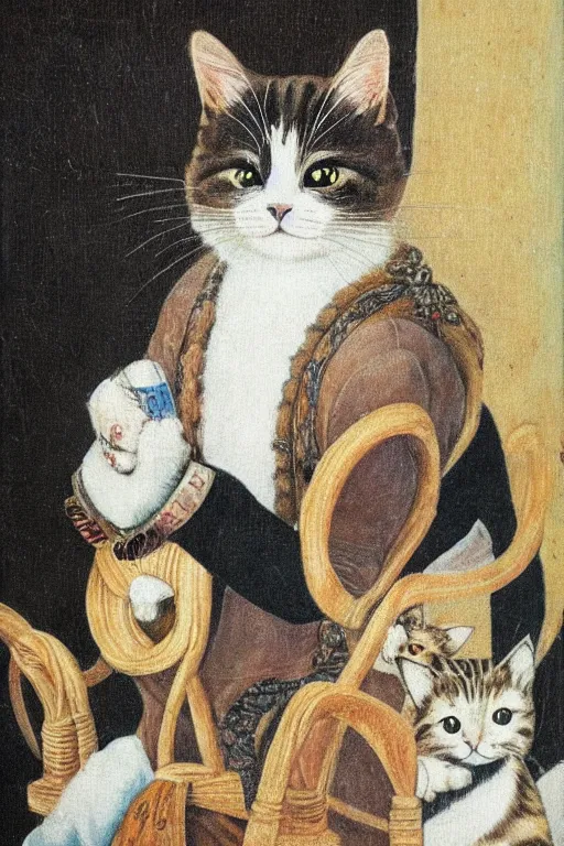 Image similar to kawaii cat portrait, renaissance