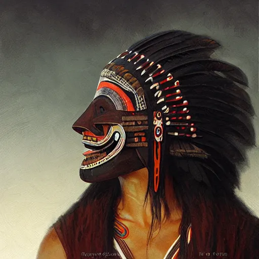 Prompt: mask, pacific northwest indigenous style, greg rutkowski