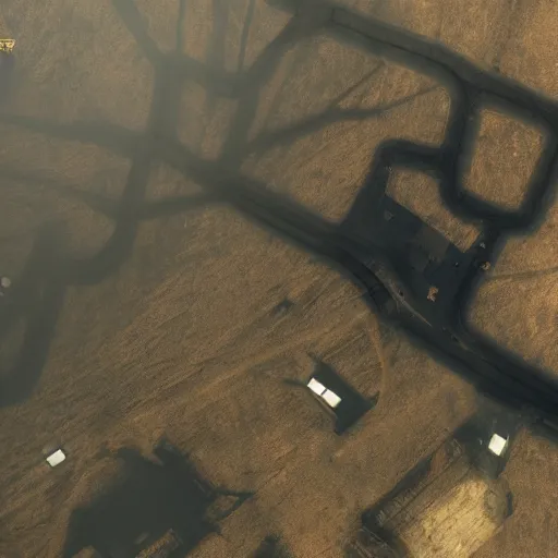 Image similar to playstation 5 screenshot of silent hill, overhead view, saturated, fantastic