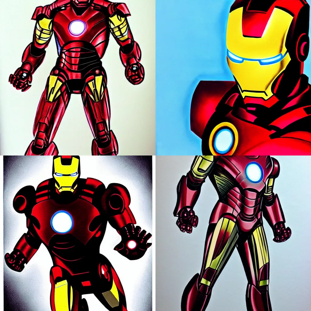 Prompt: iron man, childrens drawing,