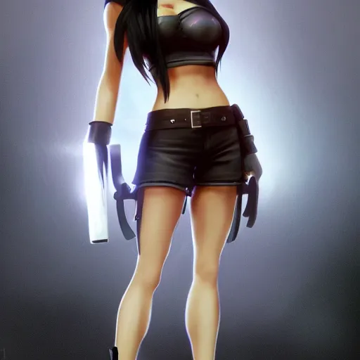 Image similar to tifa from final fantasy 7 fan art, amazing, unreal engine 5, trending, artstation,