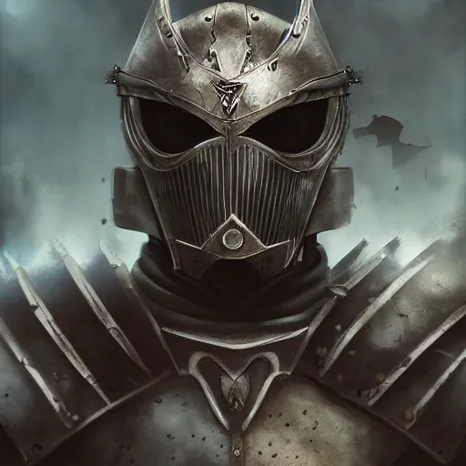 Image similar to portrait of an apocalyptic knight with an armor inspired by venetian masquerade, digital art trending on Artstation