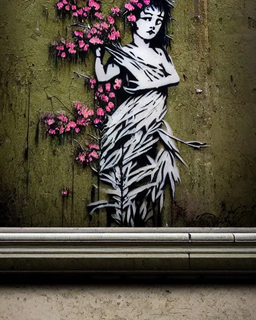 Prompt: reclaimed by nature by banksy, wallpaper, highly detailed, trending on artstation.