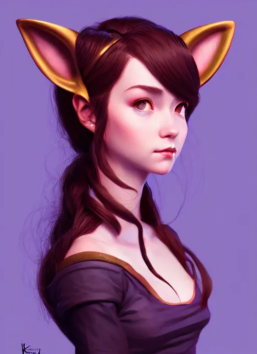 Image similar to a head and shoulders portrait of a female bard, d & d, fantasy art, award winning, fox ears, by ilya kuvshinov