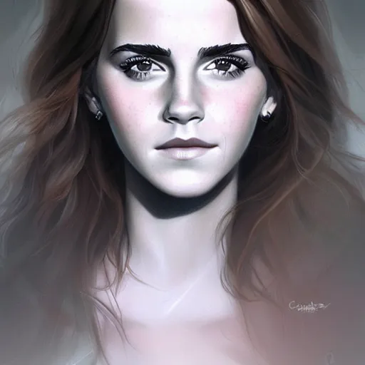 Prompt: close up portrait of emma watson, artwork by charlie bowater,