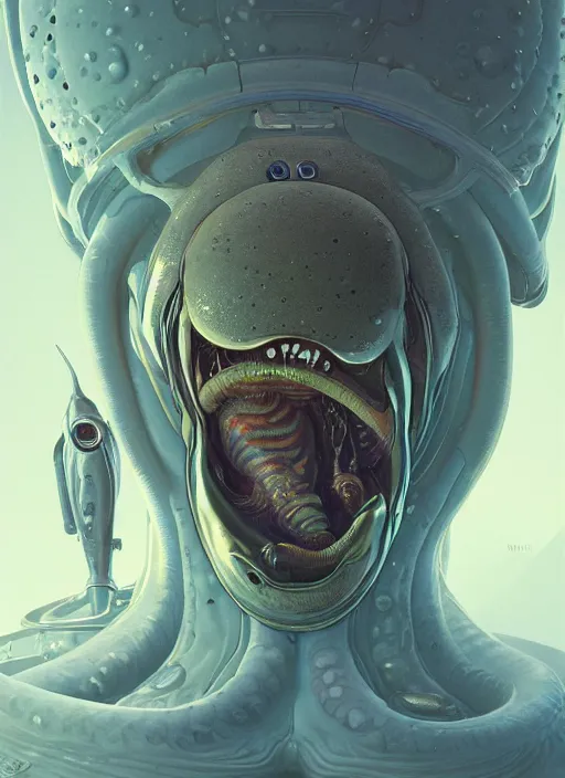 Image similar to slimy mollusk as elon musk, anthropomorphic character, drool, concept art, intricate, elegant, highly detailed, digital painting, artstation, wallpaper, smooth, sharp focus, illustration, art by h. r. giger and artgerm and greg rutkowski and alphonse mucha