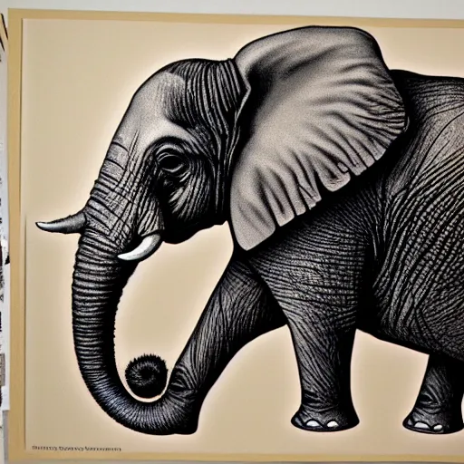 Prompt: hyper detailed elephant with a very long trunk