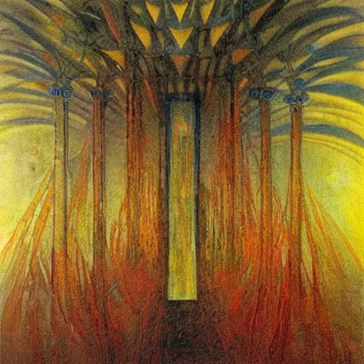 Image similar to Temple of the birds. Mikalojus Ciurlionis.