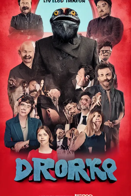 Image similar to poster for a netflix drongo show called drongo, tv show drongo poster