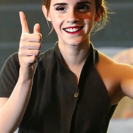 Prompt: emma watson giving thumbs up