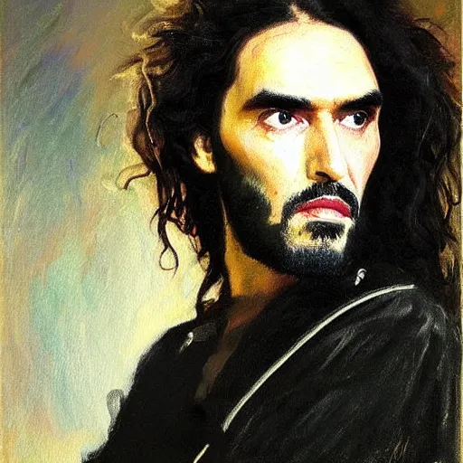Prompt: painting of Russell brand, John Singer Sargent style