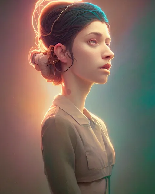 Image similar to highly detailed surreal vfx portrait of sophia gomez, stephen bliss, unreal engine, greg rutkowski, loish, rhads, beeple, makoto shinkai and lois van baarle, ilya kuvshinov, rossdraws, tom bagshaw, alphonse mucha, global illumination, detailed and intricate environment