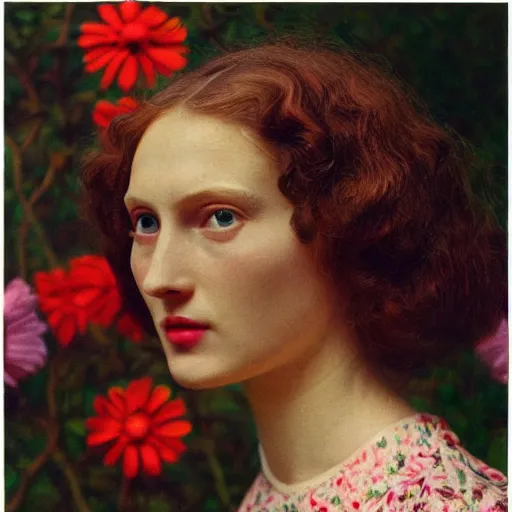 Image similar to a lot of flowers morphing in a beautiful girls face, film still by wes anderson, depicted by balthus, limited color palette, very intricate, art nouveau, highly detailed, lights by hopper, soft pastel colors, minimalist