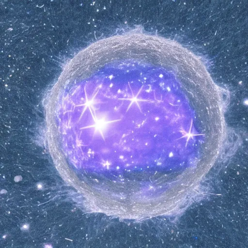 Prompt: Supernova in glass sphere on ice surface