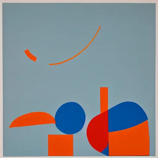 Image similar to A abstract painting in the style of Sophie Taeuber-Arp and Gary Hume and Tatsuro Kiuchi, 1970s Scandinavian naturalistic minimalism style, flat colour-block style, geometric abstraction, modern pastel colours