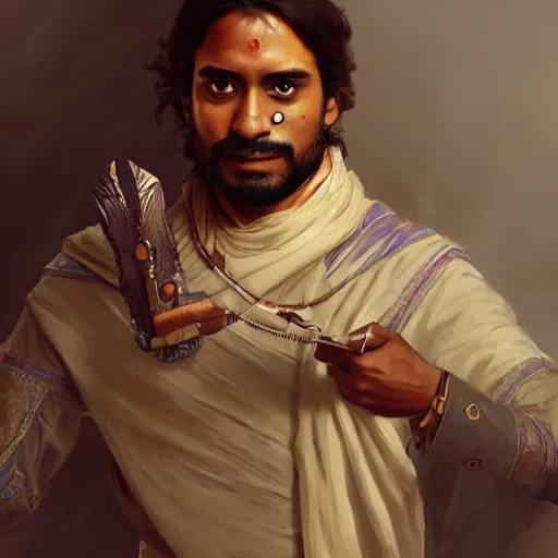 Image similar to male indian physician as a game of thrones character, wearing a stethoscope, highly detailed digital painting, artstation, concept art, smooth, sharp focus, illustration, art by artgerm and greg rutkowski and alphonse mucha